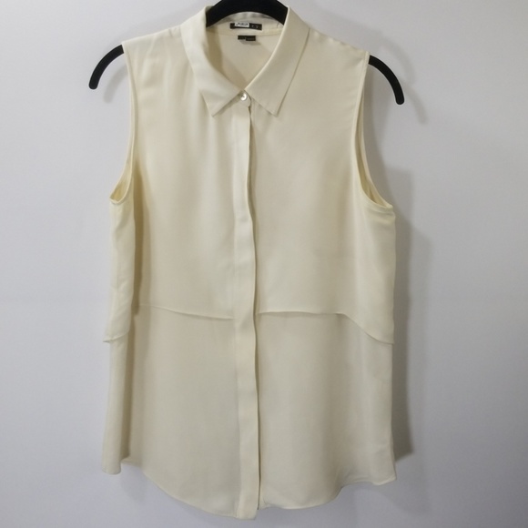 Theory Tops - Theory Off White Button Down Tank Top Size M